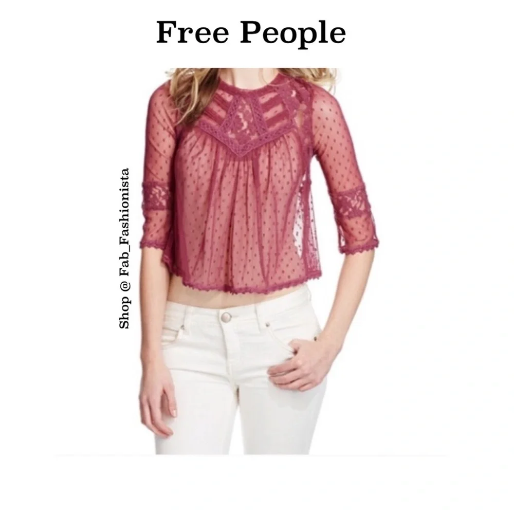 Free People Sheer Lace Blouse size XS